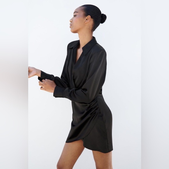 Zara NEW dress Mini Dress Elegant Chic Long Sleeve Outfit Women US 5/S - Picture 2 of 8